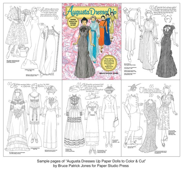 Modal Additional Images for Augusta Dresses Up Paper Dolls to Color & Cut by Bruce Patrick Jones