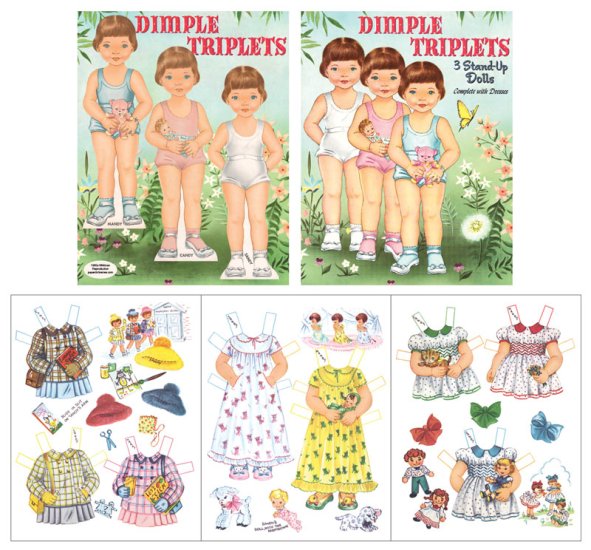 Modal Additional Images for Dimple Triplets Paper Dolls - 1950s Reproduction