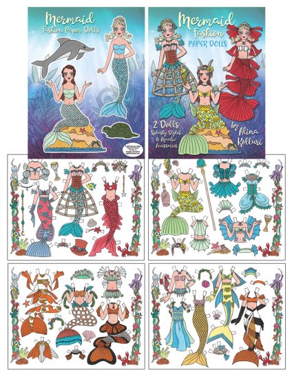 Modal Additional Images for Mermaid Fashion Paper Dolls - Enchanting under-the-sea costumes!