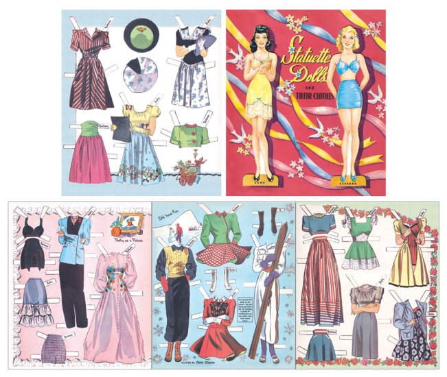 Modal Additional Images for Statuette Dolls Paper Dolls - 1942 Reproduction