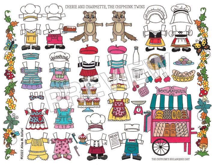 The Chipmunk Twins Paper Doll & Play Scene by Alina Kolluri