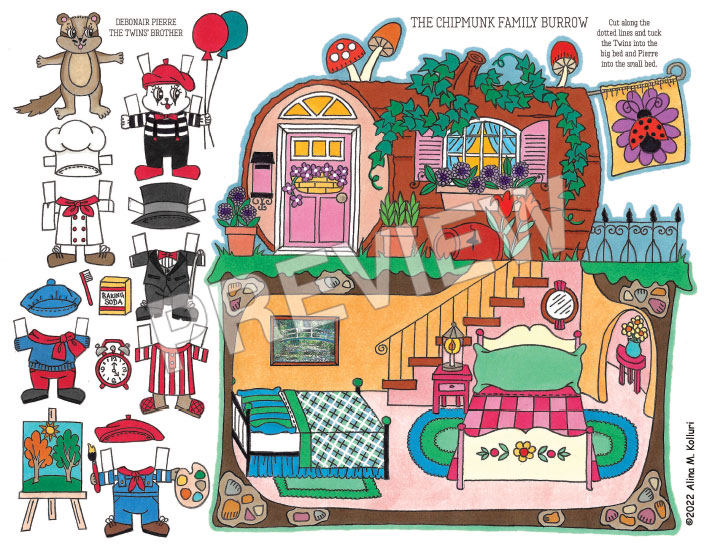 The Chipmunk Twins Paper Doll & Play Scene by Alina Kolluri