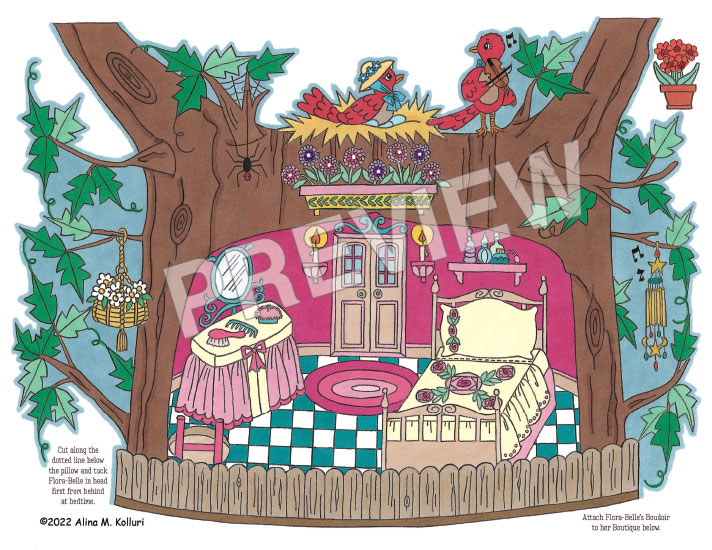 Flora Belle the Fox Paper Doll & Play Scene by Alina Kolluri