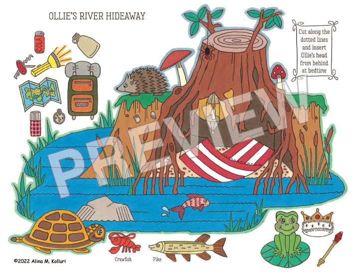 Modal Additional Images for Ollie the Otter Paper Doll and Play Scenes by Alina Kolluri