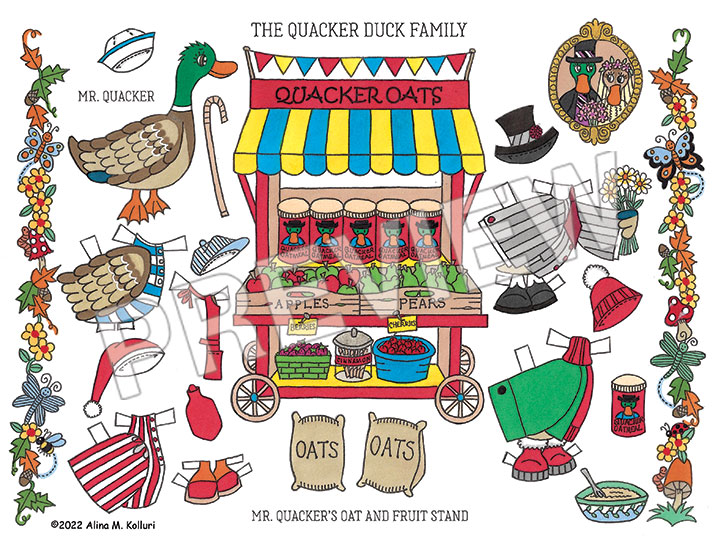 The Quacker Family Paper Dolls and Play Scenes by Alina Kolluri