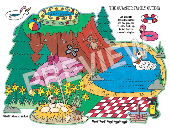 Modal Additional Images for The Quacker Family Paper Dolls and Play Scenes by Alina Kolluri