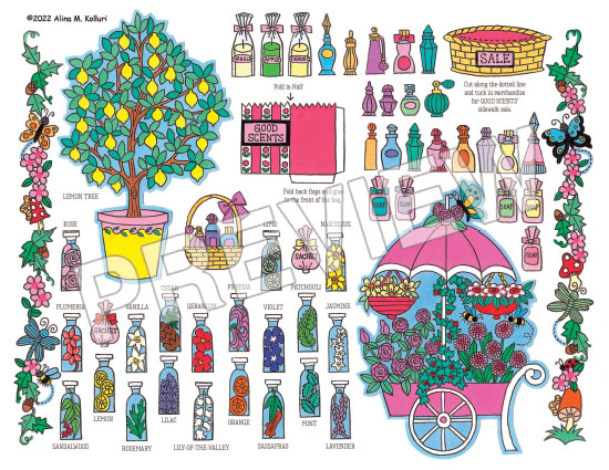 Miss Susie Smellington Paper Doll & Play Scene by Alina Kolluri